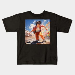 Cool Retro Rollerskater Kids T-Shirt